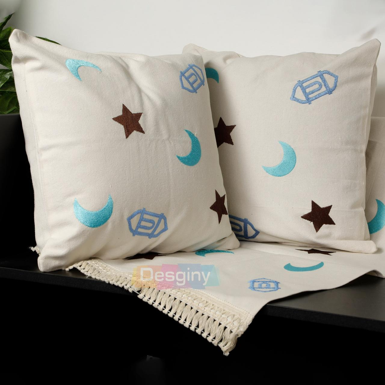 طقم رانر و٢ كفر كوشن تطريز - Embroidered runner & 2 cushion cover set