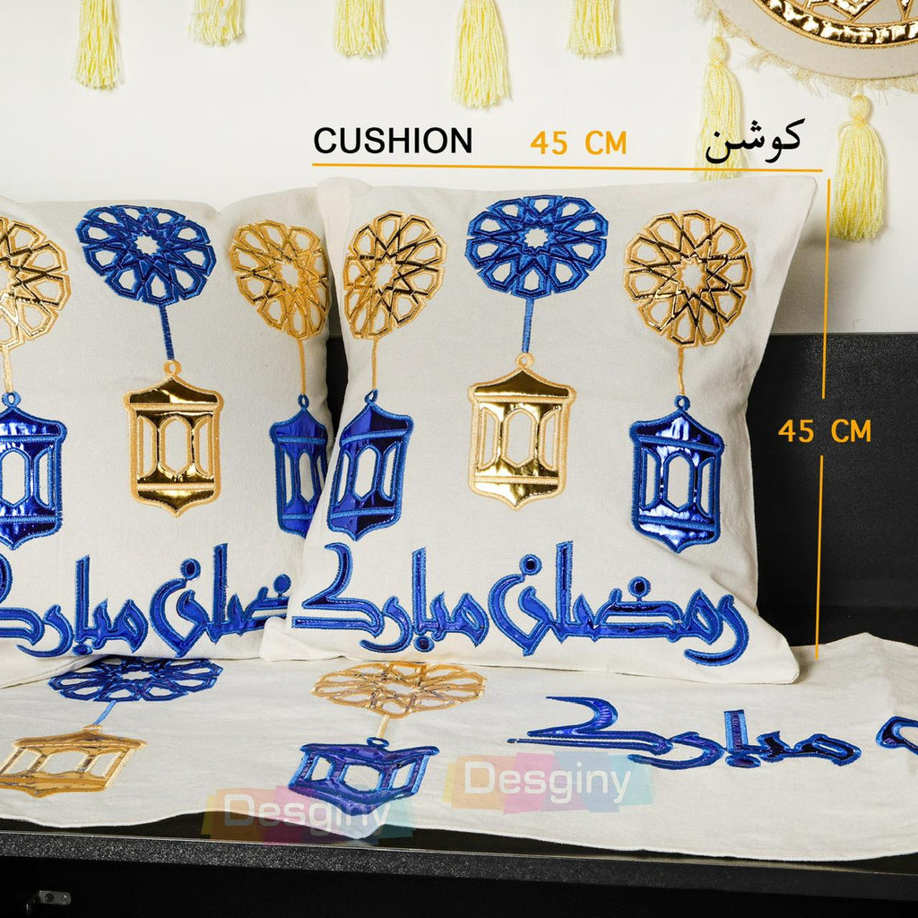 طقم رانر و٢ كفر كوشن تطريز - Embroidered runner & 2 cushion cover set