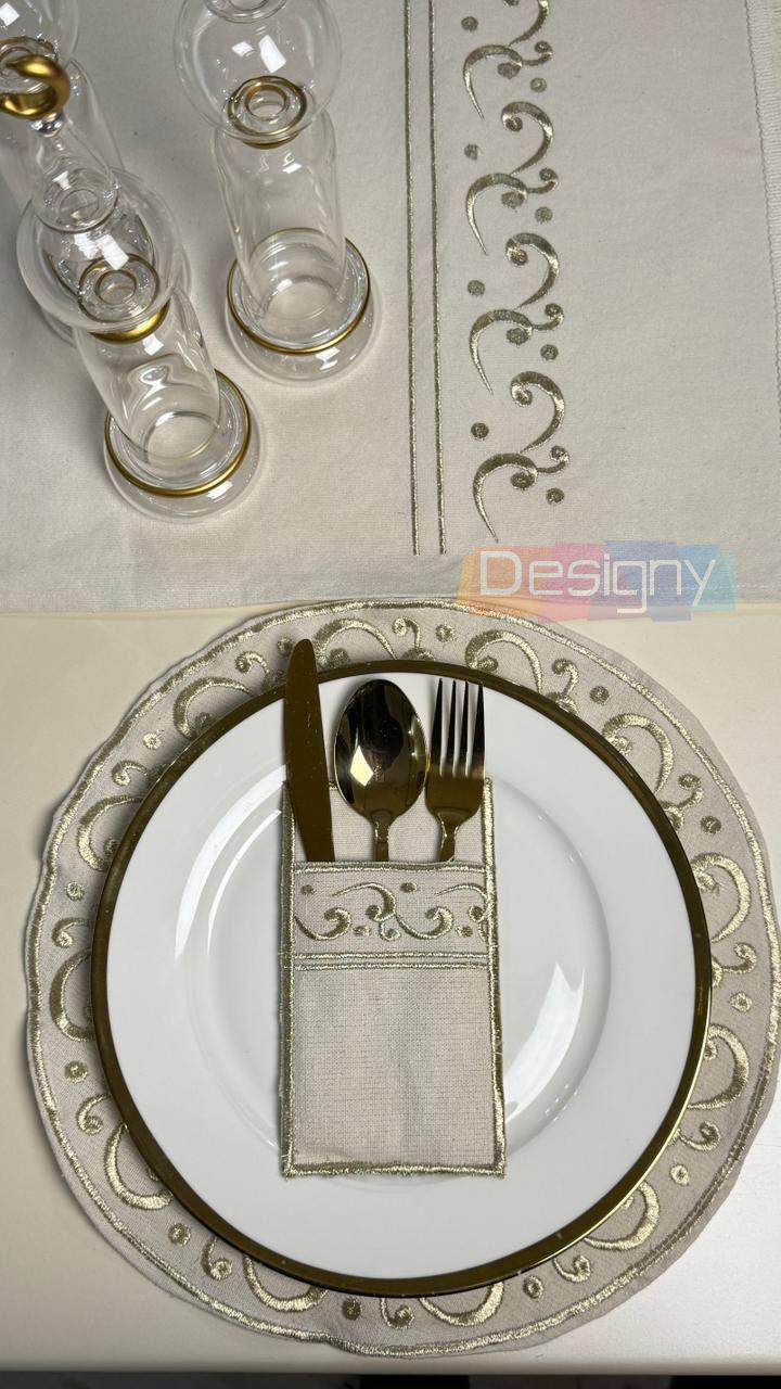 طقم سفرة مطرز بتصميم أنيق - Embroidered dining table set with an elegant design